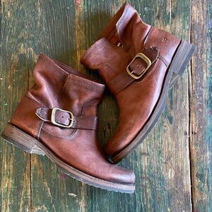 Frye Chestnut Leather Ankle Booties